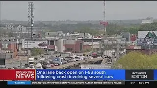 Traffic backed up on I-93 south in Boston after multi-car crash