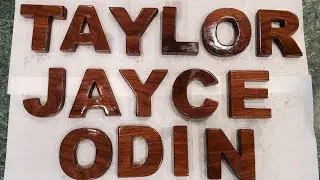 Making walnut wood letters on the band saw for the pallet cabin!