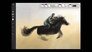 Horse run sketch real time on iart