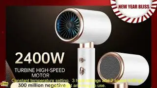 1005005661540378 Hair Dryer, High Speed Electric Turbine Airflow, Low Noise, Constant T