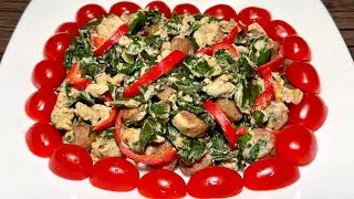 Как приготовить яйца с мангольдом и куриной колбасой | Рецепт здорового завтрака