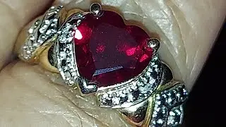 SILVER 925 ✨️ CHINA 🇨🇳 👩 RING 💍 💖 🔴 GARNET ❤️ HEART SHAPE 👍 SIZE 8' 3/4 ? 👌 😃 