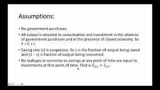 Assumptions of Solow Growth Model 2/5 #EconomicsTV  #SolowGrowth #macroeconomics