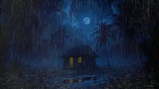 Tropical Rainy Night Under Full Moon 🌙 | Relaxing Rain Sounds for Deep Sleep & Stress Relief