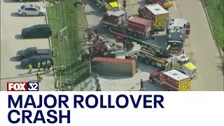 Major rollover crash leads to temporary road closure in Addison