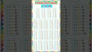 Multiplication Table 2 to 20/Table Of 2 to 20/ Maths Tables/Multiplication Tables/Times Table/Pahada
