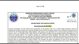 DAE- UCIL Recruitment 2023 | Permanent Job | Without GATE CTC: 10.7 Lakhs/Annum | Latest Jobs