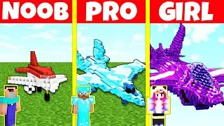 Minecraft Battle: NOOB vs PRO vs GIRL: PLANE HOUSE BUILD CHALLENGE / Minecraft Animation