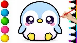 Cute Penguin Drawing and Coloring | Easy Drawing for Kids