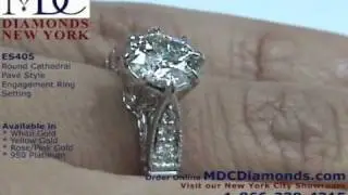 ES405 - Edwardian design Round Diamond Pave Cathedral engagement Ring MDC Diamonds New York