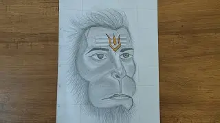 Face Drawing | Hanumanji Face Drawing | Easy #art #hanumanji #youtube 
