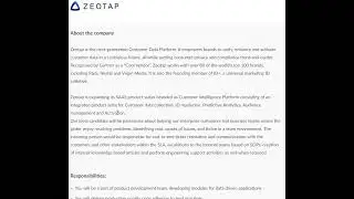 Software Engineer Intern Hiring At Zeotap Batch || 2025 || 2026