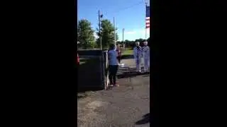 Meg sings national anthem at The Lt Michael Murphy tournament games