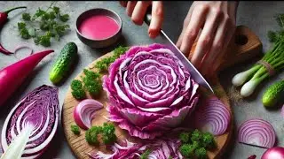 Effortless Pink Cabbage & Onion Cutting | ASMR Bliss 🌿🔪