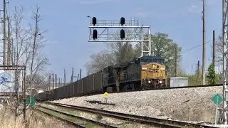 Coal Trains Cross Big Bridge At Big Sandy Junction, 2 CSX Main Lines Kentucky Into West Virginia