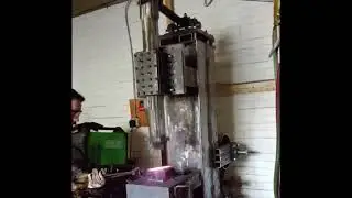 Home built powerhammer forging rail road spike
