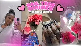 day in the life as a nail tech! 💅 💕VALENTINES EDITION! | clients, shopping, cleaning, room decor!