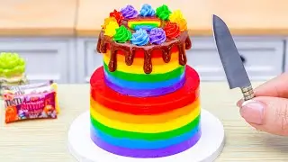 Mini Rainbow Cake Recipe With Chocolate 🌈 Colorful Rainbow Cake Decorating and DIY