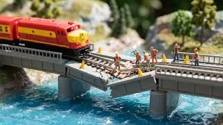 Train in Big Danger! Bridge Breaks by Flood 🚂🚨