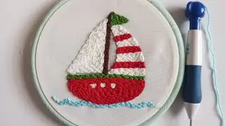 cute  ship🚢 punch needle🩷I learned how to punch needle in just 7days!!