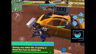 DESTROY CARS WITHIN 60 SECONDS OF LANDING AT RETAIL ROW FROM THE BATTLE BUS ( WEEK 3 CHALLENGE )