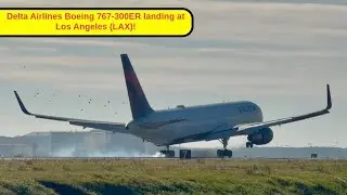 Delta Airlines Boeing 767-300ER landing at Los Angeles (LAX)! (N1602)