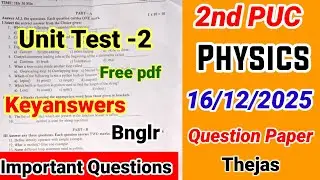 2nd PUC Physics Unit Test 2 Question Paper 2025 with answers kseab 