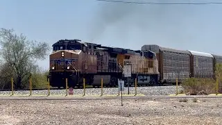 UP 5610 throttles up at Sossaman Rd in Queen Creek AZ 6-14-25