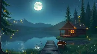 Serene Reflections | Moonlit Cabin by a Quiet Lake 🛶🌲🕯️
