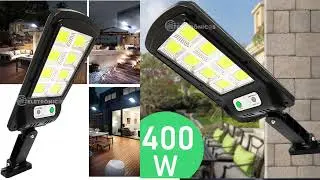 Refletor Solar Em LED 400W De Pot&ecirc;ncia Sem Fio Com Sensor de Presen&ccedil;a Controle Remoto Modelo LKY0035