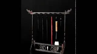 Wooden Chinese Brush Pen Hanging Faucet Brush Holder 6 Hanging 12-pin Calligraphy Supplies