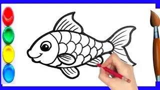Fish drawing for kids । Toddlers । Easy fish drawing video । मछली का चित्र । Fish painting video 