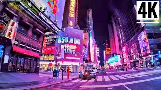 ⁴ᴷ⁶⁰ Times Square at Night via 9th Avenue NY-Midtown Manhattan New York City at Night (June 9, 2020)