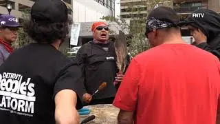 Water Protectors Activists Outside of US Army Corps Engineer Apartment DC
