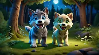 Four Baby Wolves Howl at the Moon | Nighttime Animal & Counting | Nursery Rhymes and Early Learning