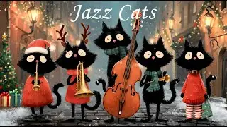 Cozy Christmas Jazz Cats | Cute Holiday Band in a Snowy Street