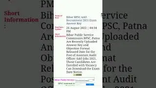 bpsc aao answer key|bpsc assistant audit officer answer key