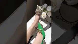 White and Green heels shoe's #heels #fashion #highheel #shoes