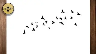 How to draw a flock of birds flying easy