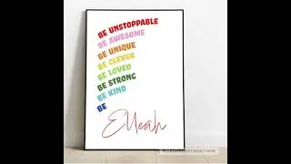 Personalised Powerful and Inspiring childrens wall art vector A3 Poster | Digital Download
