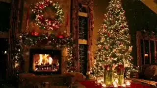 Christmas music 2021 with a beautiful fireplace and a winter Christmas background #christmassongs
