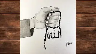 How to Draw Allah with Tasbih | Praying Hand Islamic Drawing Tutorial
