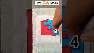 how many stairs 😱🔥🤯#drawingstyles #drawing #illusion #red #shorts #trendingshorts
