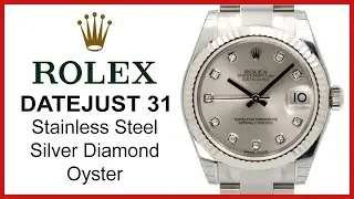 ОБЗОР женских часов Rolex Datejust среднего размера, серебристо-бриллиантовый корпус &mdash; 31 мм, рифленый безель, нержавеющая сталь, 178274