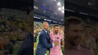 Beckham congratulates Messi after winning League Cup ❤️ #messi #beckham #intermiami