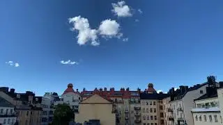 Timelapse Hyperlapse Stockholm rooftops and blue skies. Summer! 4k! Please subscribe!