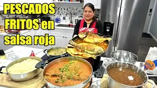 Haré pescados Fritos en salsa roja  Sopa De pollo con verduras y arroz blanco 🤤