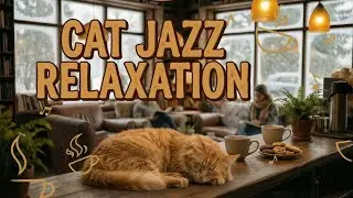 Cat Jazz Relaxation 🐱☕❄️ 1 Hour Cozy Ginger Cat in Winter Cafe #CatJazzRelaxation #RelaxingVideo