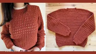 Crochet Crew Neck Sweater | Crochet tutorial