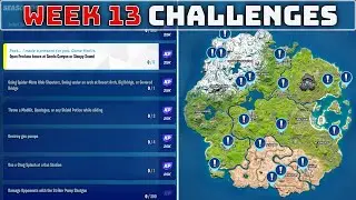 FORTNITE CHALLENGES WEEK 13! Arch Swinging, Produce Boxes, Gas Stations, Metal & Bars Season Quests